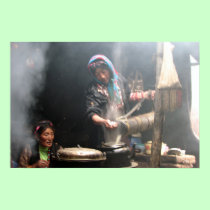 Making Butter Tea (Photo by David Berry) posters