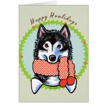 Malamute d'Alaska Howlidays heureux Carte De Vœux