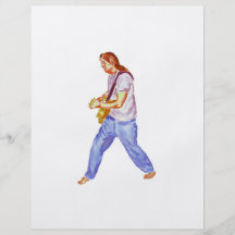 Male acoustic guitar player jeans feet apart flyer