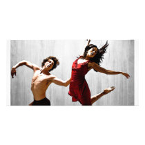 Male and Female Modern Dancers in Red Dress Photo Cards