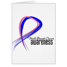 Male Breast Cancer Awareness Grunge Ribbon Greeting Card