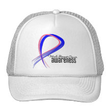 Male Breast Cancer Awareness Grunge Ribbon Mesh Hats