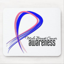 Male Breast Cancer Awareness Grunge Ribbon Mouse Mats
