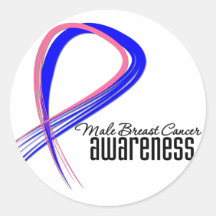 Male Breast Cancer Awareness Grunge Ribbon Sticker
