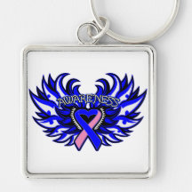 Male Breast Cancer Awareness Heart Wings.png Key Chain