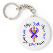 Male Breast Cancer Faith Hope Love Cross Key Chains