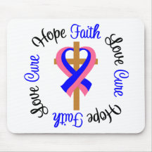 Male Breast Cancer Faith Hope Love Cross Mouse Mats