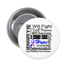 Male Breast Cancer Fight Persevere Overcome Win Pinback Button
