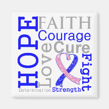 Male Breast Cancer Hope Faith Motto Fridge Magnet