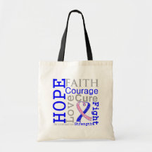 Male Breast Cancer Hope Faith Motto Tote Bag