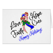 Male Breast Cancer Hope Happy Holidays Greeting Card