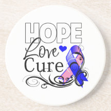 Male Breast Cancer Hope Love Cure Coaster