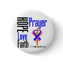 Male Breast Cancer Hope Love Faith Prayer Cross Buttons