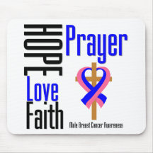 Male Breast Cancer Hope Love Faith Prayer Cross Mouse Mats