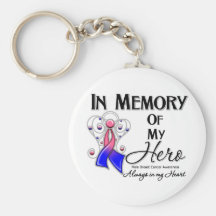 Male Breast Cancer In Memory of My Hero Keychains
