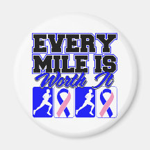 Male Breast Cancer Mens Every Mile is Worth It Fridge Magnets