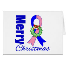 Male Breast Cancer Merry Christmas Ribbon Card