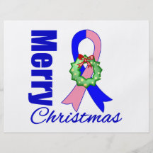 Male Breast Cancer Merry Christmas Ribbon Flyer Design