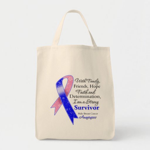 Male Breast Cancer Support Strong Survivor Tote Bags