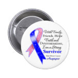 Male Breast Cancer Support Strong Survivor Pinback Button