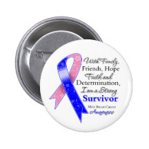 Male Breast Cancer Support Strong Survivor Pinback Button