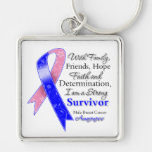 Male Breast Cancer Support Strong Survivor Key Chains
