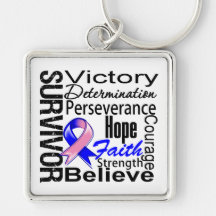 Male Breast Cancer  Survivor Collage Key Chain