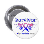 Male Breast Cancer Survivor Tribal Ribbon Pinback Buttons
