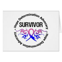 Male Breast Cancer Survivor Tribal Ribbon Greeting Card