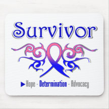 Male Breast Cancer Survivor Tribal Ribbon Mousepad