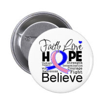 Male Breast Cancer Typographic Faith Love Hope Pinback Buttons
