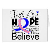 Male Breast Cancer Typographic Faith Love Hope Cards
