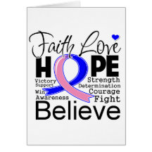 Male Breast Cancer Typographic Faith Love Hope Cards