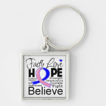 Male Breast Cancer Typographic Faith Love Hope Key Chain