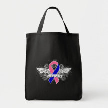 Male Breast Cancer Winged SURVIVOR Ribbon Bag