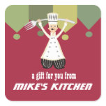 Male chef pantaloons giant fork gift tag label stickers