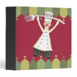 Male chef pantaloons giant fork recipe binder binders