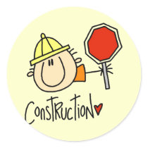 Male Construction Worker Round Sticker