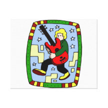 Male figure carrying red bass graphic gallery wrapped canvas