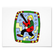 Male figure carrying red bass graphic photograph