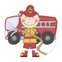 Male Firefighter T-shirts and Gifts Round Stickers