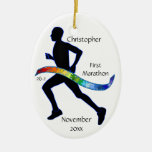 Male Marathon Runner Puzzle Ribbon Ornament