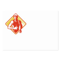 Male Marathon Runner Running Retro Woodcut Business Cards