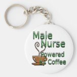 Male Nurse Powered by Coffee Key Chain