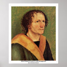 Male Portrait In Front A Green Background Poster
