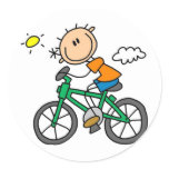 Male Stick Figure Bicyclist Tshirts and gifts Round Sticker