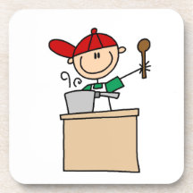 Male Stick Figure Cook Drink Coaster