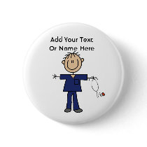 Male Stick Figure Nurse Aid T-shirts and Gifts Pin