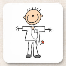 Male Stick Figure Nurse Beverage Coaster