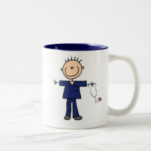 Male Stick Figure Nurse - Blue Coffee Mugs